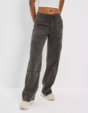 Jean American Eagle AE Dreamy Drape Stretch Super High-Waisted Baggy Larges-Leg Pant Grise Femme | AKZ-64363246